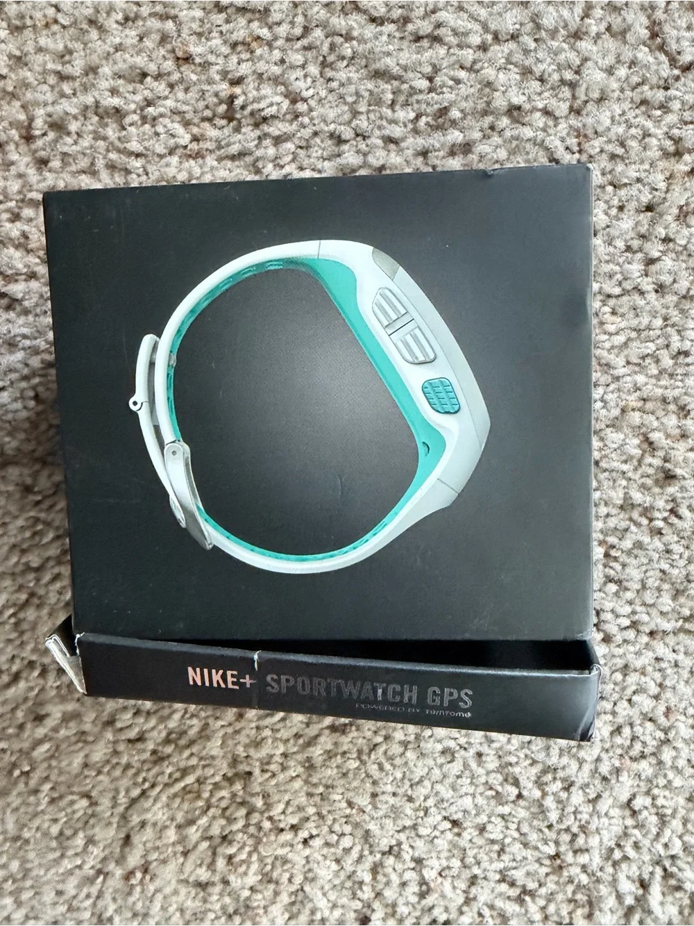 Nike White GPS Running Watch with Teal Accent
